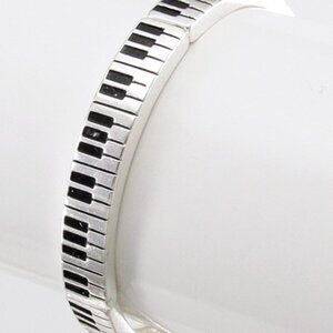 Silver Stretch Bangle Bracelet Piano Keys Keyboard Perfect Teacher Gift NWT